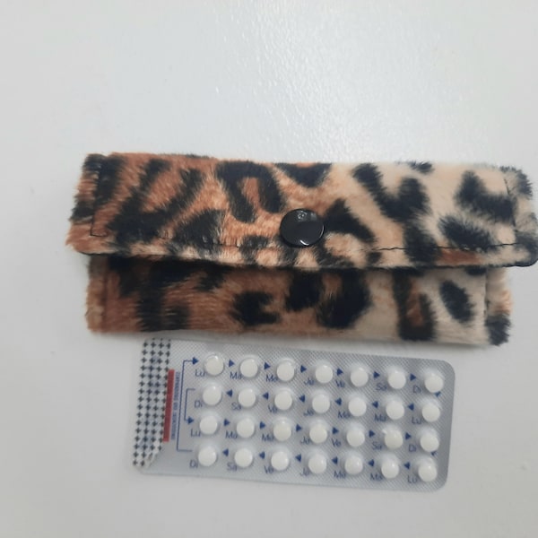 Panther faux fur pill case, pill pouch,