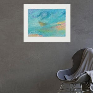Lámina artística abstracta de paisaje marino / Montaje en cartón texturizado (28 x 35,5 cm o 40,5 x 50,8 cm) / Decoración de pared
