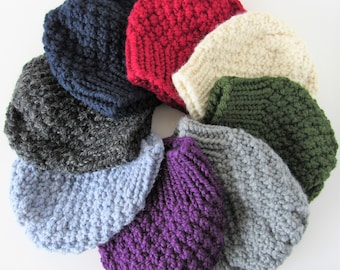 Gorro de punto grueso para mujer para otoño e invierno - Gorros para mujer y adolescente - Hecho a mano