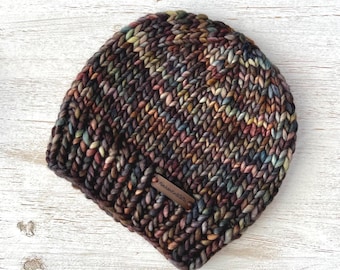 Merino Wool Chunky Knit Beanie - Hand Knitted Fall Winter Hat for Women or Men