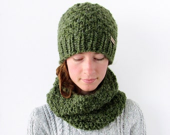 mens bobble hat and scarf set