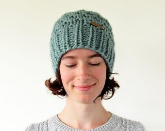 Gorro de punto grueso para mujer - Gorro de punto para otoño e invierno - Elige entre 7 colores - Tejido a mano