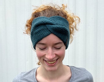Merino Alpaca Silk Knitted Ear Warmer - Luxery Knit Head Wrap - Twisted Winter Headband
