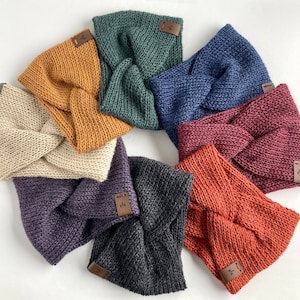 Women&#39;s Knitted Ear Warmer Headband - Knit Head Wrap - Twisted Turban Style - Handmade