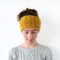 Chunky Knit Mustard Ear Warmer - Gold Yellow Knitted Winter Headband - Head Wrap - Handmade in Alaska