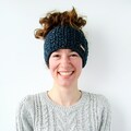 Chunky Knit Ear Warmer - Blue Knitted Headband for Fall & Winter -  Handmade in Alaska