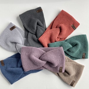 Women&#39;s Merino Wool Knitted Ear Warmer - Luxery Knit Head Wrap - Twisted Winter Headband