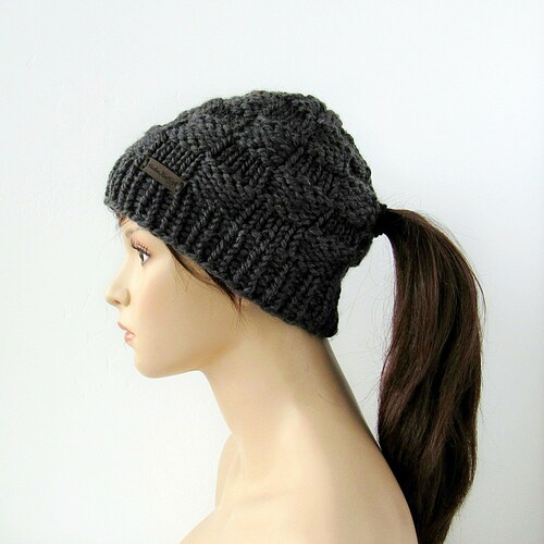 beanie with ponytail hole running