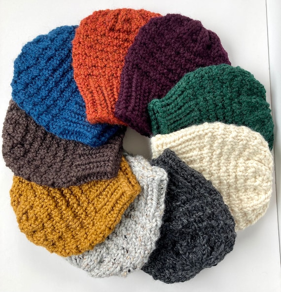 Chunky Hand Knit Beanie - Womens Knitted Winter Hat  display picture 2
