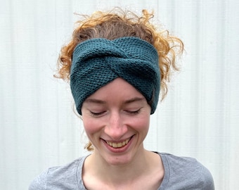 Merino Alpaca Silk Knitted Ear Warmer - Luxery Knit Head Wrap - Twisted Winter Headband