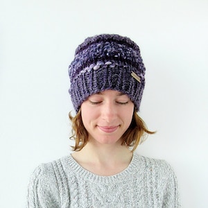 Chunky Knit Hat - Women&#39;s Knitted Winter Beanie - Mixed Fiber - Gift for Her - Hand Knit