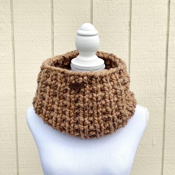 Chunky Knit Tweed Cowl Scarf - Pullover Neckwarmer - Wool Free - Choose from 4 colors