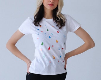 CURSORS, MOUSE ARROWS Hand Painted T-Shirt, geek or gamer gift, teenager, petite, kids