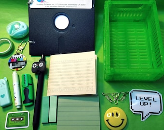 Bookish Bundle Mystery Box (Green) - Includes handmade felt Floppy + USSR Punch Card notebook