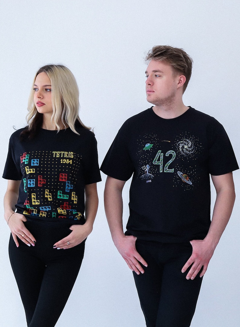 TETRIS GAME 1984 Hand Painted T-Shirt, Geek or Gamer gift image 3