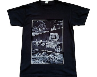 Hand painted FANTASY LAND T-shirt, Retro Game vibes, Legend of Kyrandia computer game, Original design, 100% Cotton