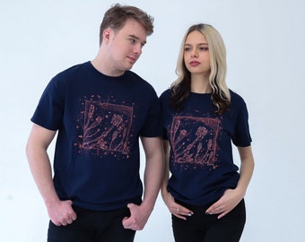 Hand painted COMPUTER CABLES & WIRES soft and breathable T-shirt, bleached painting, Geek or Nerd gift