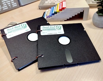 TWO Handmade Notebook or Sketchbook from 5.25 inch Floppy Disks