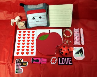 Bookish Bundle Mystery Box (Red) - Includes handmade felt Floppy + USSR Punch Card notebook