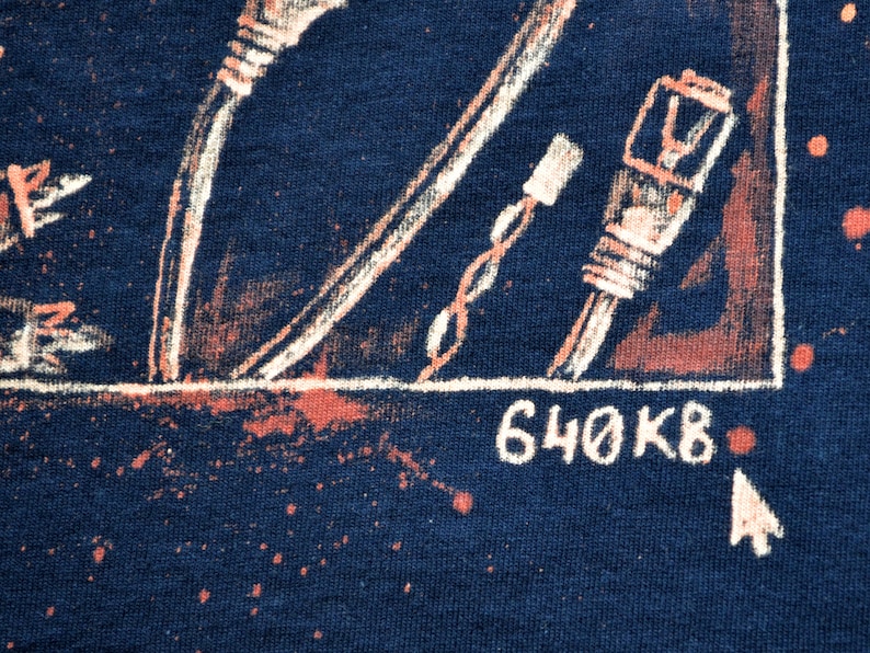 COMPUTER CABLES & WIRES Hand painted T-shirt, bleached painting, Geek or Nerd gift image 8
