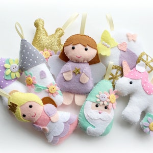 Felt Princess Garland, Handmade set of 8 felt decorations, Fairytale, princess decor, nursery decor, birthday gift image 2