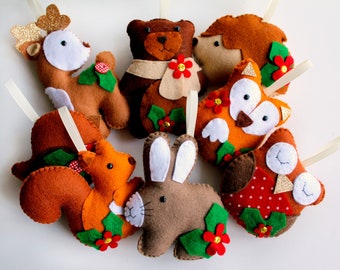 DIY Felt Christmas Garland Kit: Woodland Animal Sewing Pattern