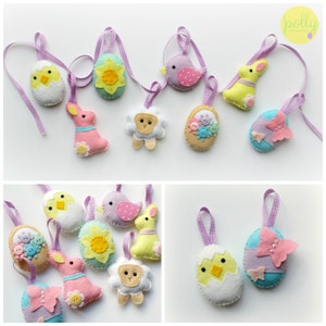 Make Your Own felt Easter Collection Kit. Easter decorations. Sewing pattern. Easter gifts. Easter tree.