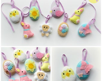 Make Your Own felt Easter Collection Kit. Easter decorations. Sewing pattern. Easter gifts. Easter tree.