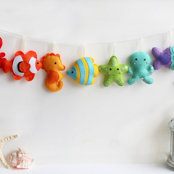 New: Make Your Own felt Under the Sea Garland Kit, Sewing pattern with full materials and templates