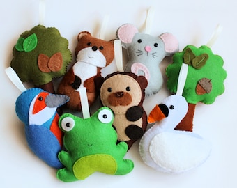 Make Your Own felt Riverbank Garland Kit. Woodland animals sewing pattern. DIY Craft.