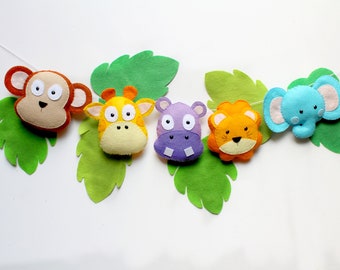 Make Your Own felt Jungle Heads  Garland Kit. Sewing pattern, with full templates,instructions and materials.