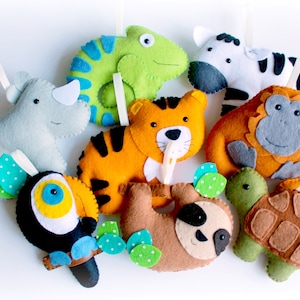 Felt Jungle Garland PDF Pattern: 8 Animal Decorations (Digital Download)
