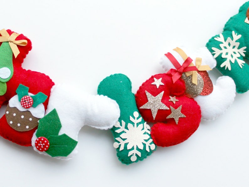 Felt Merry Christmas Garland PDF Pattern. Felt Letters. Felt Etsy UK
