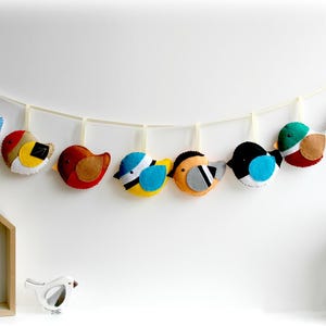 Make Your Own Felt British Birds Garland Kit. Craft kit with materials and pattern to make a full 8 piece garland.