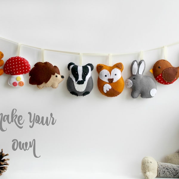 Pick and Mix felt Woodland Garland Kit. Make Your Own. Choose your own decorations to make. Sew Your Own. Craft kit. Felt Garland. Felt kit.