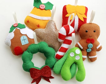 Make Your Own Traditional Felt Christmas Garland Kit, make all 8 decorations with full materials and instructions.