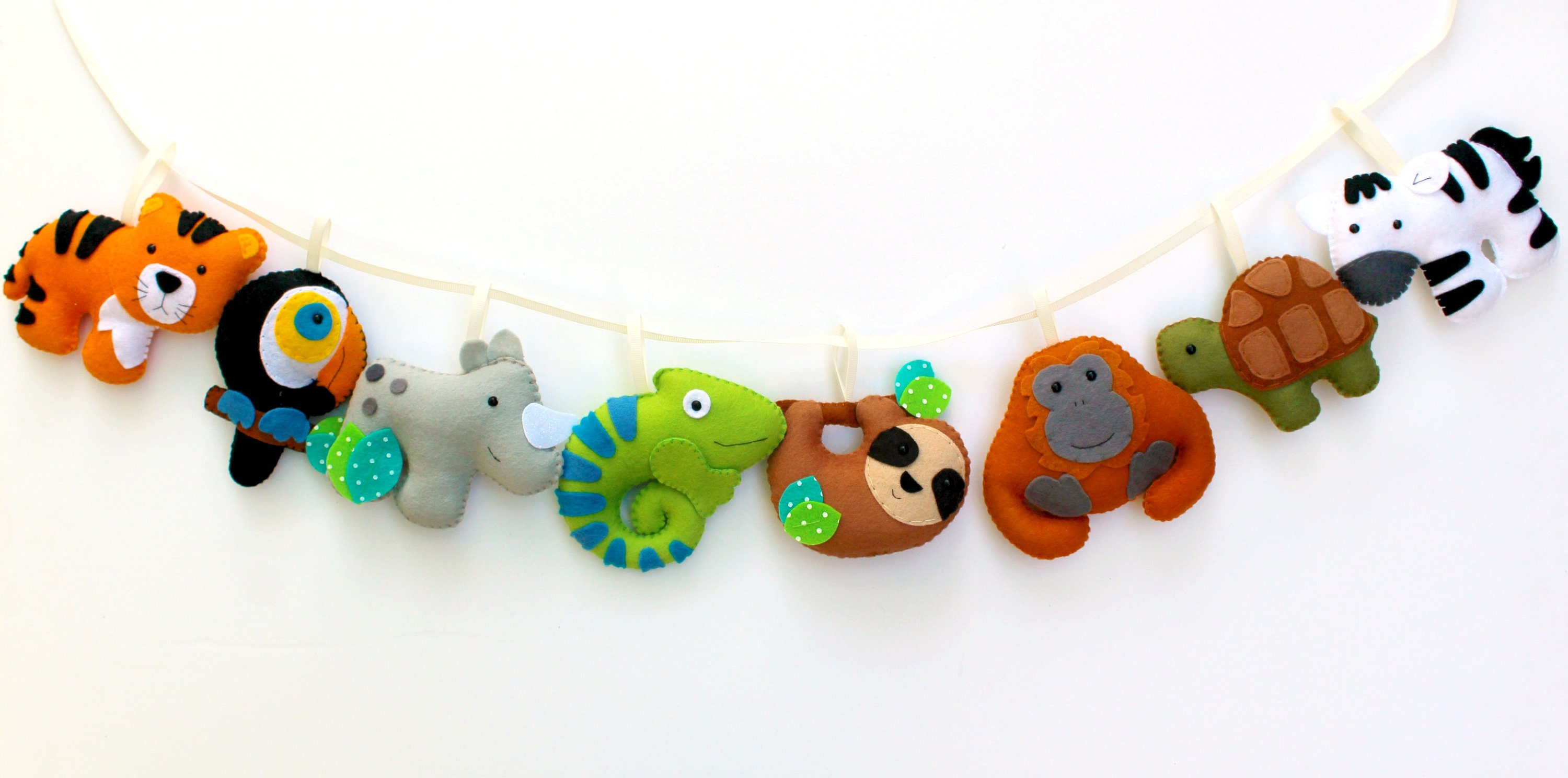 Make Your Own felt Jungle Garland Kit Sewing kit and pattern Etsy