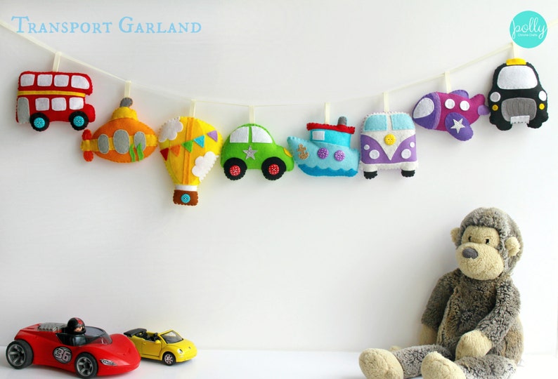 PDF instructions for felt rainbow transport garland. Instructions for 8 decorations included. Digital Pattern. Instant Download image 2