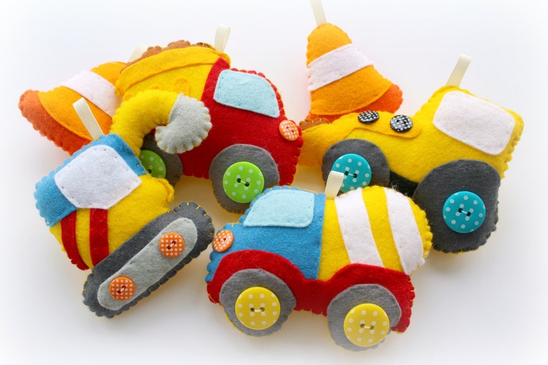 Felt Construction Vehicle Garland. Handmade Set of 6 Felt Etsy
