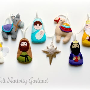 Make Your Own felt Nativity Garland Kit, Christmas garland, felt garland, Christmas ornament, craft kit, Nativity set, felt decoration image 2