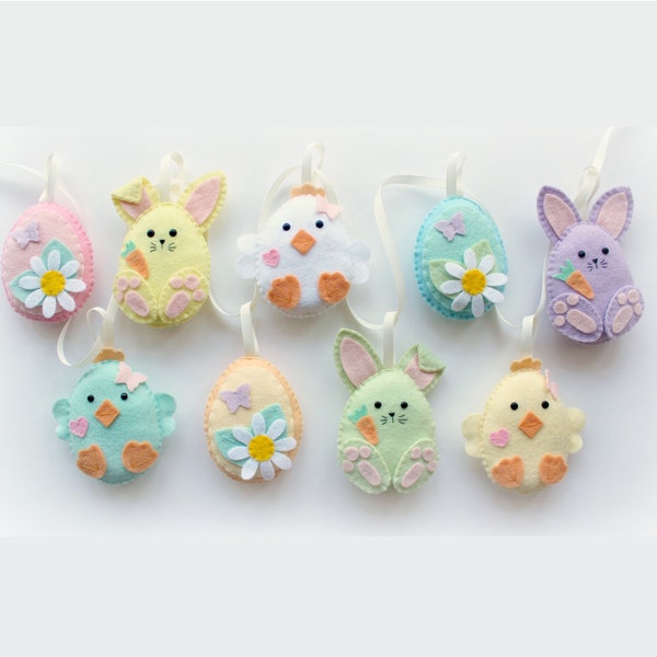 Make Your Own felt Easter Friends Garland Kit. Easter decorations. Sewing pattern. Easter gifts. Easter tree. Felt garland. Easter bunny