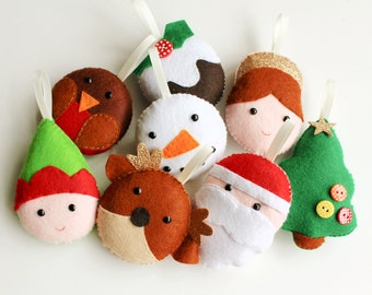 Make Your Own Felt Christmas Garland Kit, make all 8 decorations with full materials and instructions.