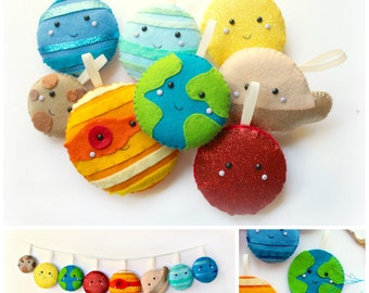 PDF instructions for felt Solar System Garland. Instructions for 8 decorations included. Digital Pattern. Instant Download. PDF pattern.