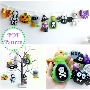 PDF instructions for felt Halloween garland. Instructions for 9 decorations included. Digital Pattern. Instant Download