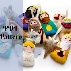 PDF pattern for felt Nativity Garland, full instructions and templates, Digital Pattern, Instant Download, Christmas garland, felt kit, DIY image 1