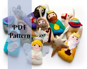 PDF pattern for felt Nativity Garland, full instructions and templates, Digital Pattern, Instant Download, Christmas garland, felt kit, DIY