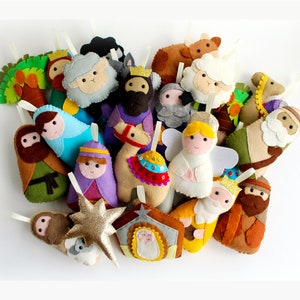 PDF pattern for felt Nativity Advent Garland, full instructions and templates, Digital Pattern, Instant Download, Christmas kit, felt kit