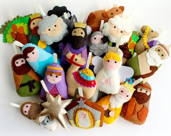 PDF pattern for felt Nativity Advent Garland, full instructions and templates, Digital Pattern, Instant Download, Christmas kit, felt kit