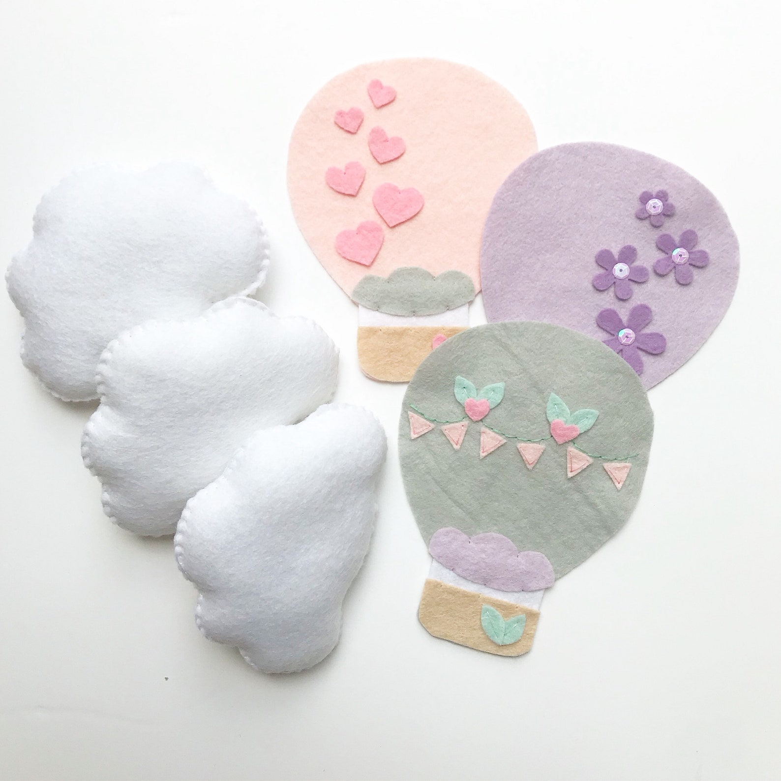 Make Your Own Felt Hot Air Balloon and Cloud Garland Kit. Felt Etsy UK