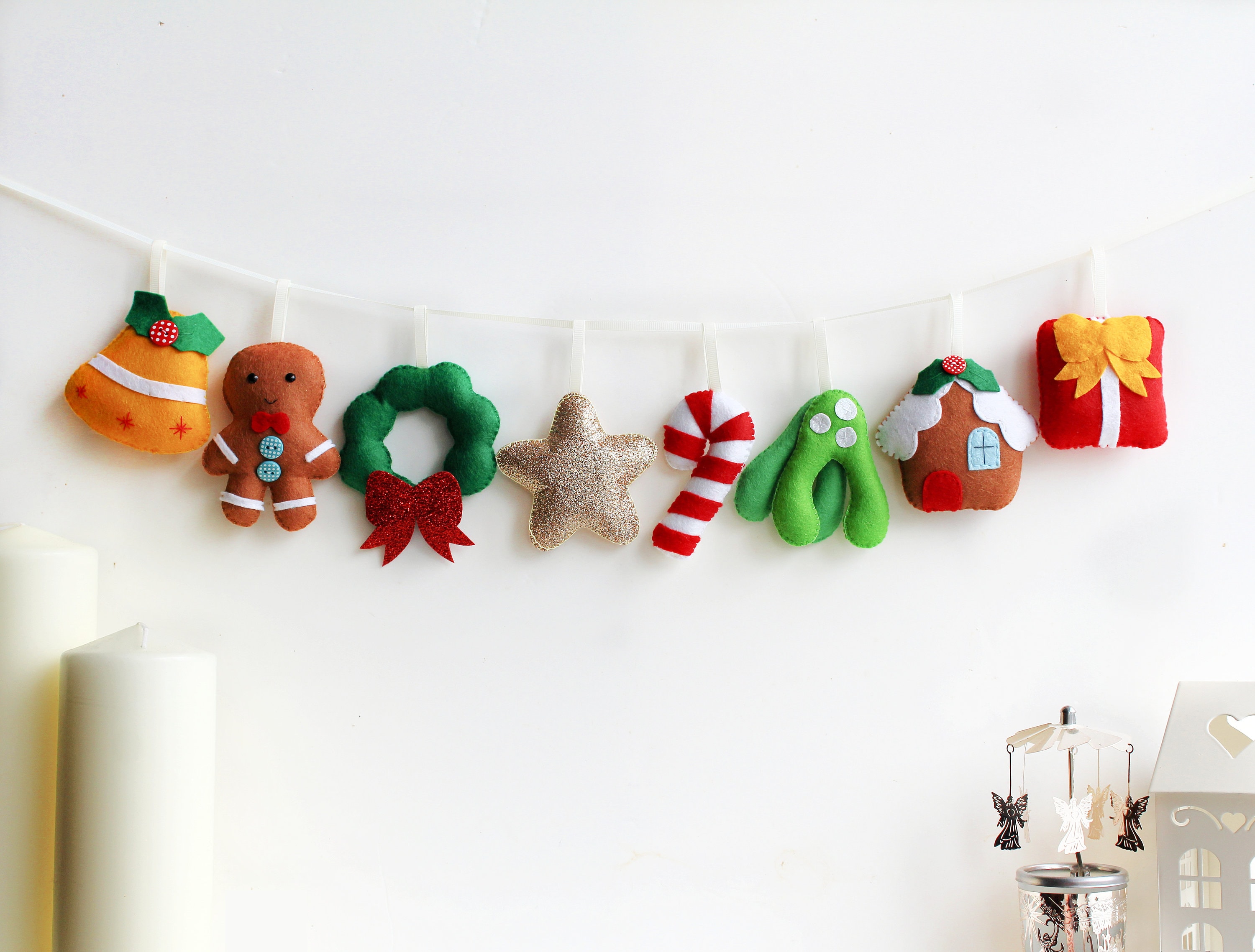 DIYフェルトクリスマスガーランドキット：手作りオーナメント